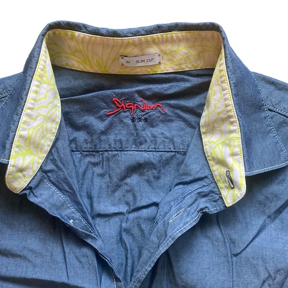 Signum Chambrey Cotton Shortsleeve Button Down Shirt - Picture 3 of 5